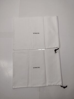 Vince White Drawstring Shoe Dust Bags with Black Cord - Set of 2